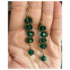 Emerald green dangler earrings
