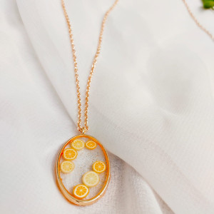 Skylooms fruit filled resin rose gold pendant with chain