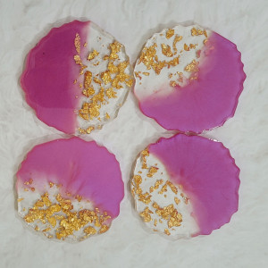 Pearl Gold resin coasters set of 4 in multiple colour options