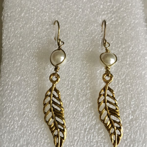 Golden leaf charm earrings