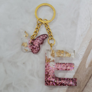 Glitter Butterfly Alphabet Keychains in multiple colour options