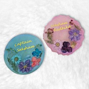 Floral Name Coasters Gift Set of 2