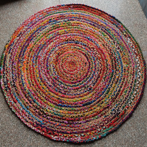 Multicolour Jute and Cotton Round Carpet