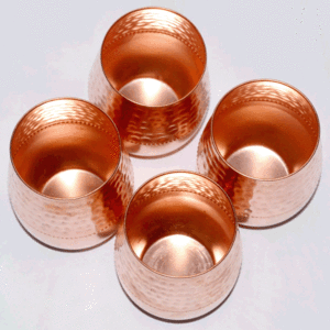 Indian style pure copper water drinking glass set of 4