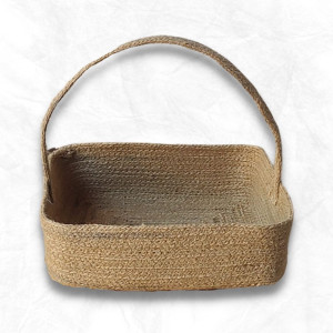 Rectangular Jute Basket with Handle