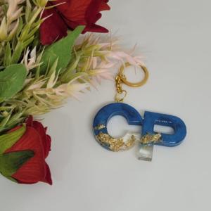 Dual Letter Initial Resin Keychain