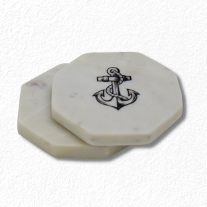 Anchor Marble Coasters Set of 2