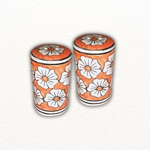 Orange Ceramic Salt and Pepper Shakers Namak Dani