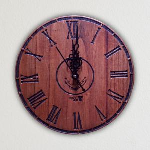 Solid Wood Anchor Laser Engraved Rustic Wall Clock
