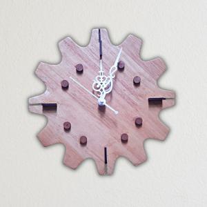 Settings Icon Wooden Wall Clock
