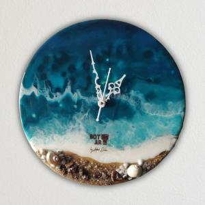 Ocean Theme Wood and Resin Wall clock