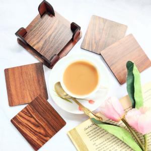 Square Wooden Coasters set of 6 with stand
