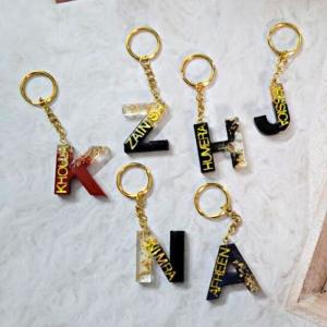 Capital Letters Personalised Name Initial Keychains in multiple colour options
