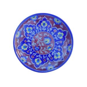 ruby sapphire blue pottery decor plate