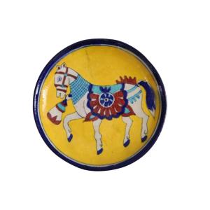 trojan horse blue pottery decor plate