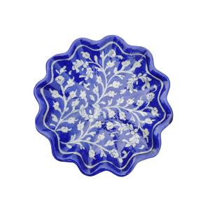 sapphire lotus blue pottery decor plate