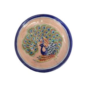 divine peacock blue pottery decor plate