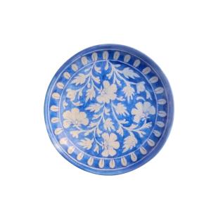 snow garden blue pottery decor plate
