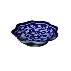 orchid garden ceramic blue pottery bowl