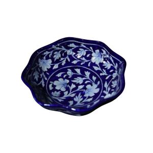 sweet pea garden ceramic blue pottery bowl