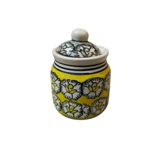 Yellow Pattern Blue Pottery ceramic jar