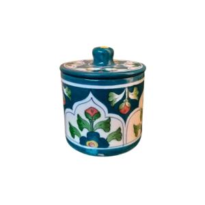 jade floral pattern blue pottery ceramic jar