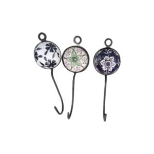 Assorted Blue Pottery Ceramic Round Hangers