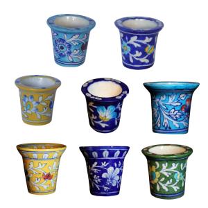 Blue Pottery Ceramic Pot Planters 3 inches