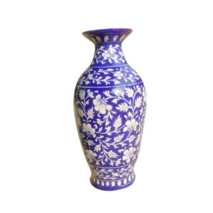 Blue Floral Blue Pottery Ceramic Vase