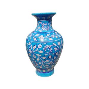 Sky blue floral blue pottery ceramic vase