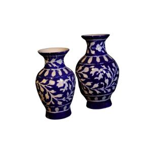 Dark blue garden blue pottery ceramic vase