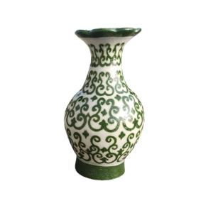 Olive Pattern Blue Pottery Ceramic Vase