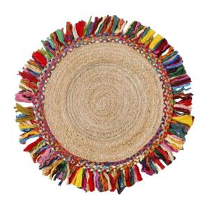 Rainbow Tassle Jute Carpet