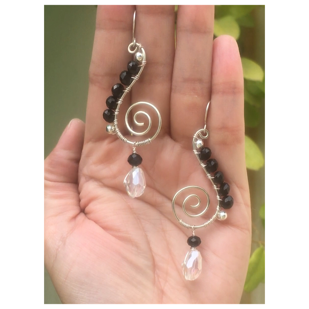 Black spiral earrings