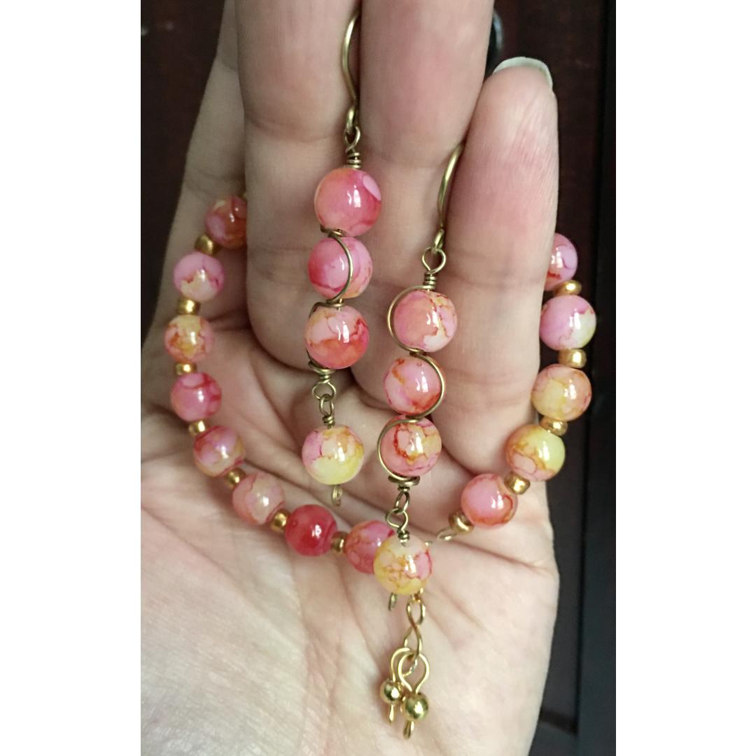 Glass pearl bead jewellery sets