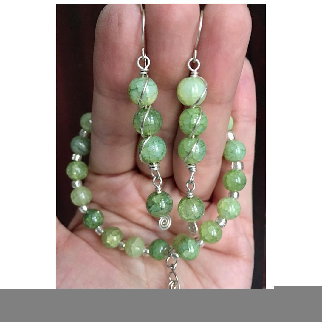 Glass pearl bead jewellery sets