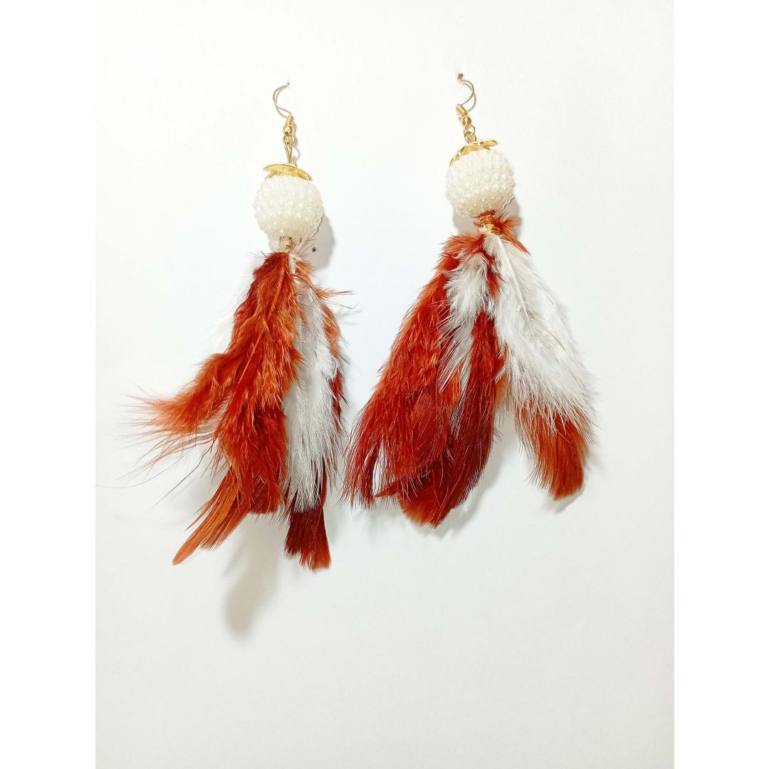 Jeweljunk Gold Plated Red Feather Earrings  1310971C  H  JewelMazecom