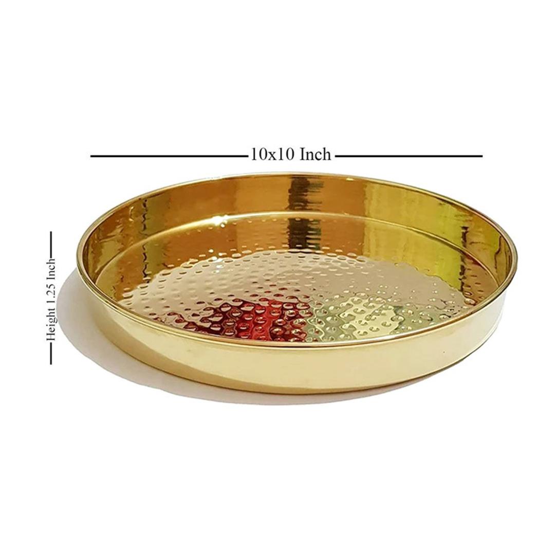 Pure Brass Hammered Thali 10 inches