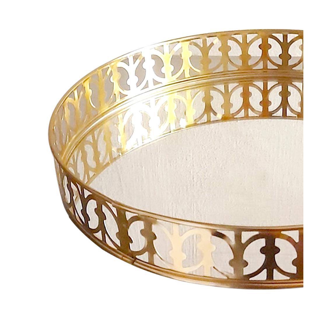 Decorative Gold Round Mirror Serving Tray 12 inches