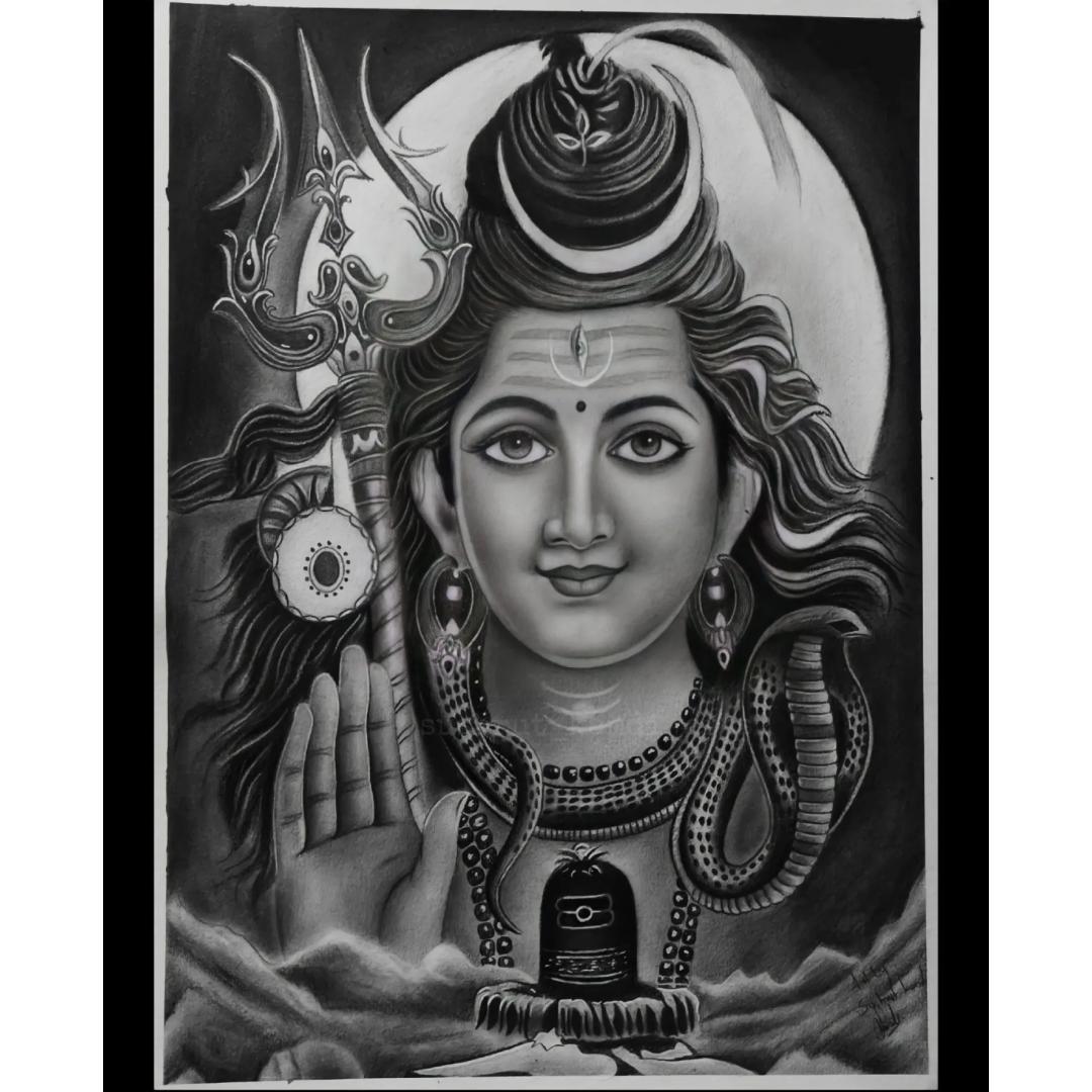 Lord shiva Pencil art Framed Print by Pradeep Prajapati  Fine Art America