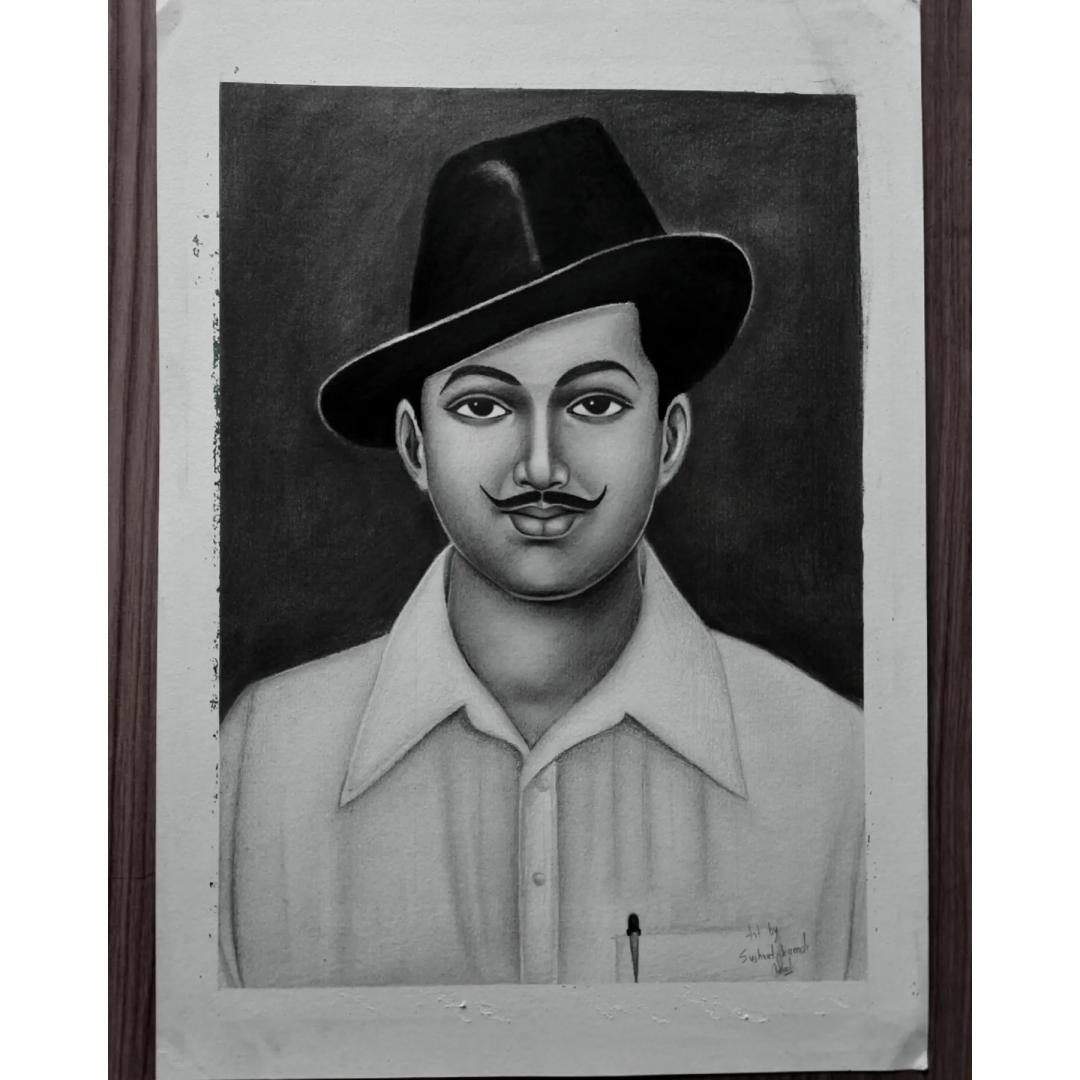 Bhagat Singh/Pencil art of Bhagat Singh/Pencil sketch of Bhagat Singh -  YouTube