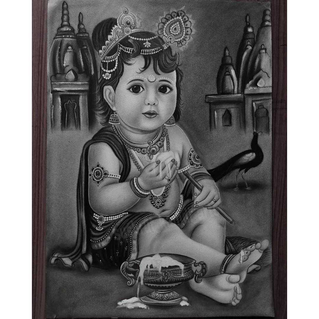 Viciniti : Realistic pencil portrait of lord Krishna