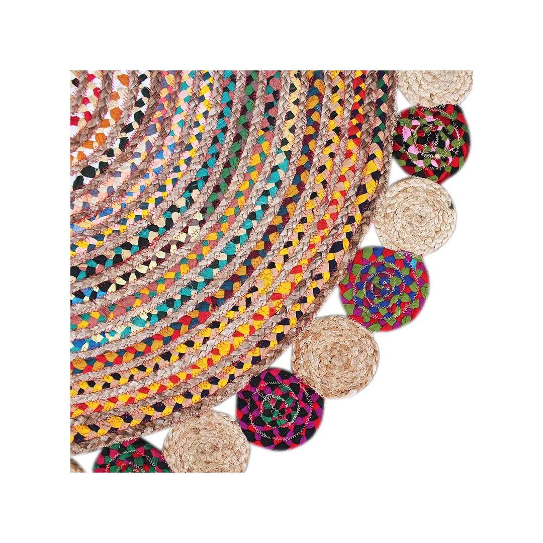 Natural jute multicolour boho carpet