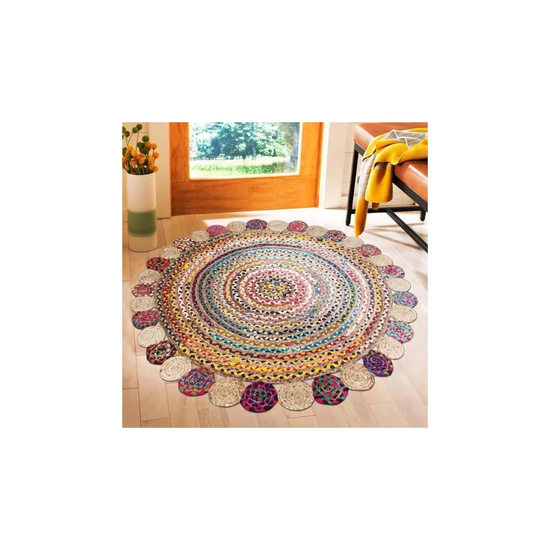 Natural jute multicolour boho carpet