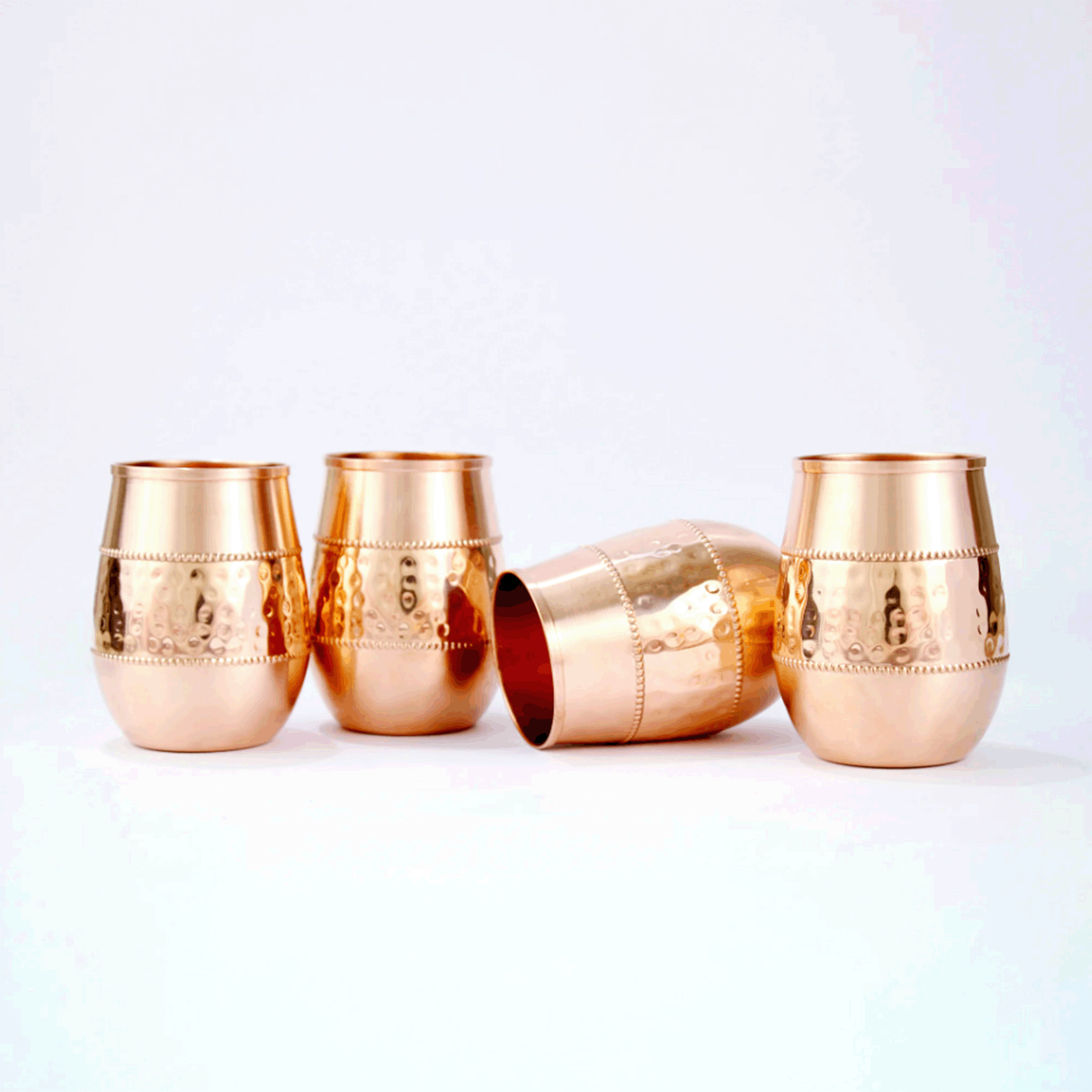 Pure copper water drinking glass set of 4 pieces