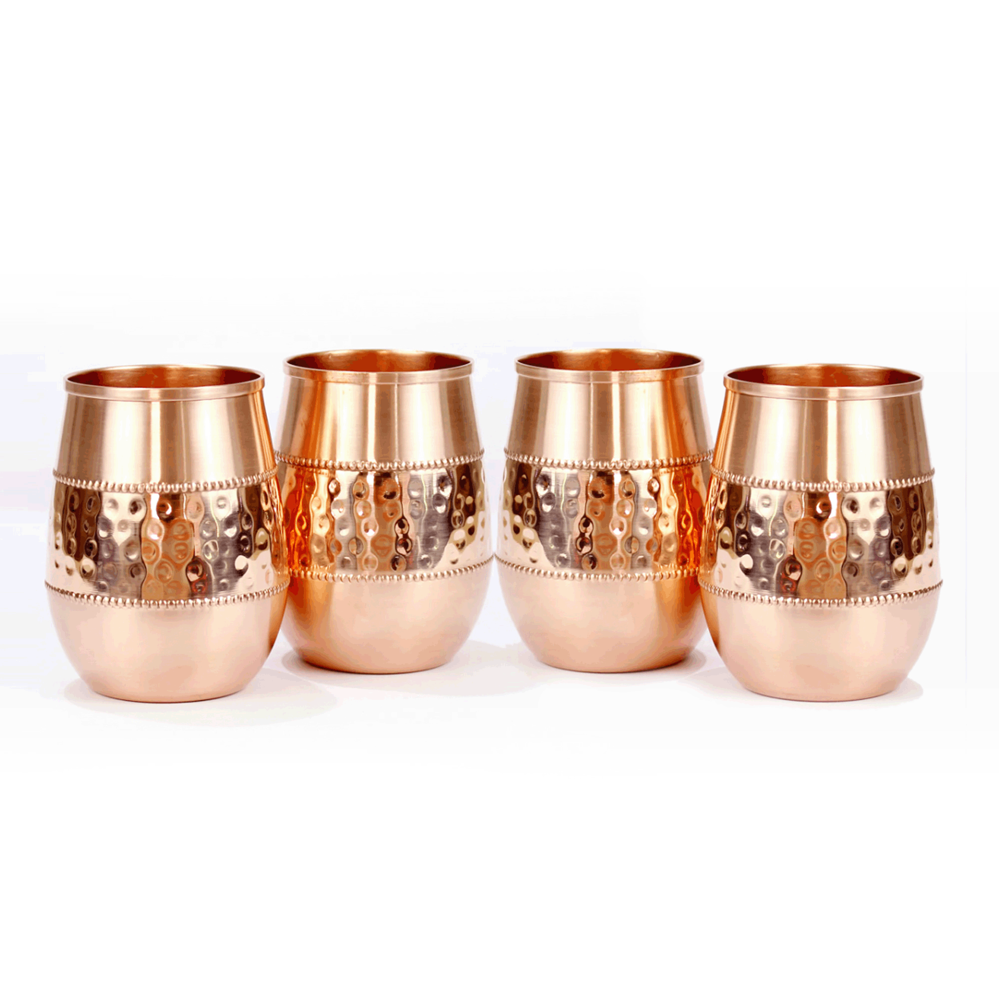 Pure copper water drinking glass set of 4 pieces