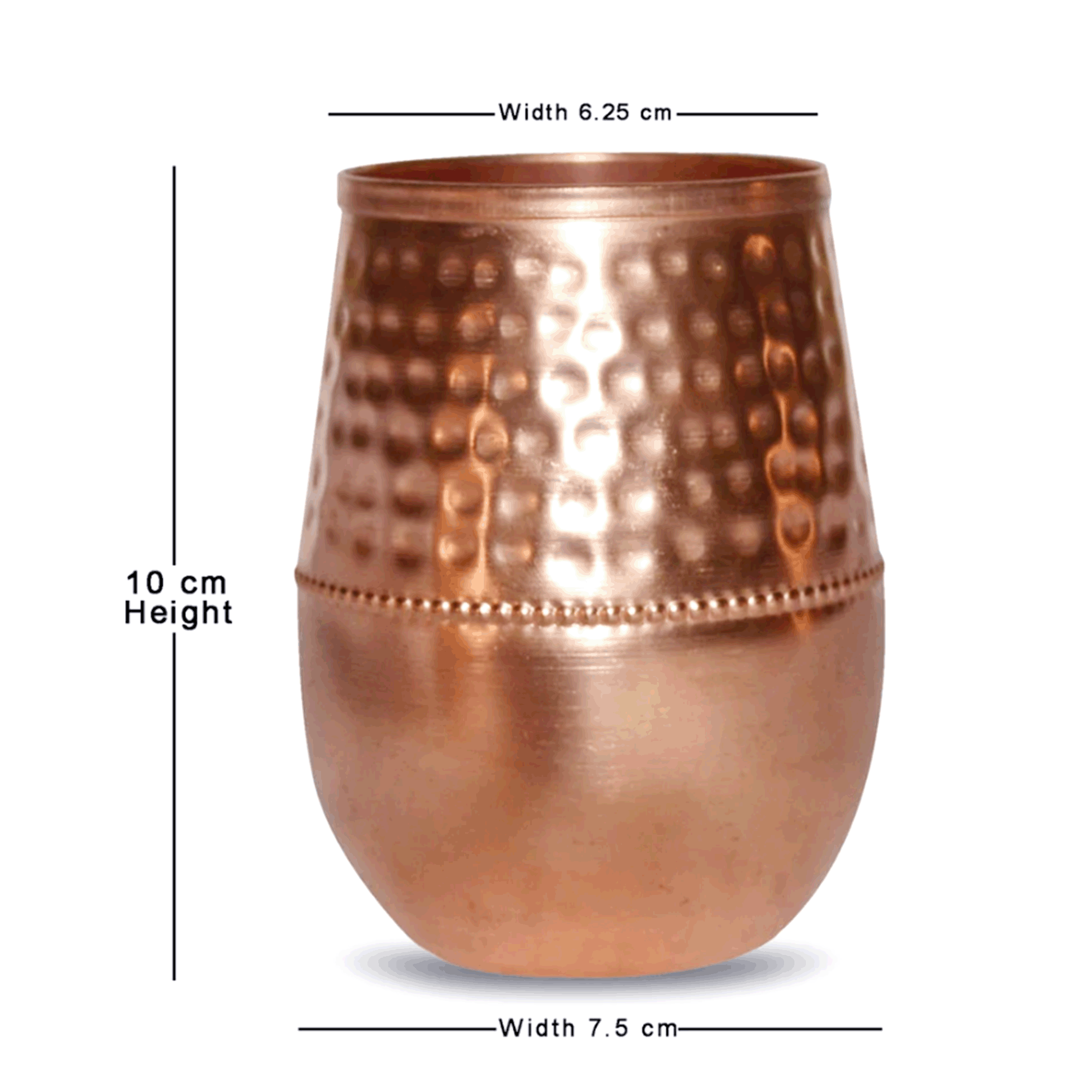 Indian style pure copper water drinking glass set of 4
