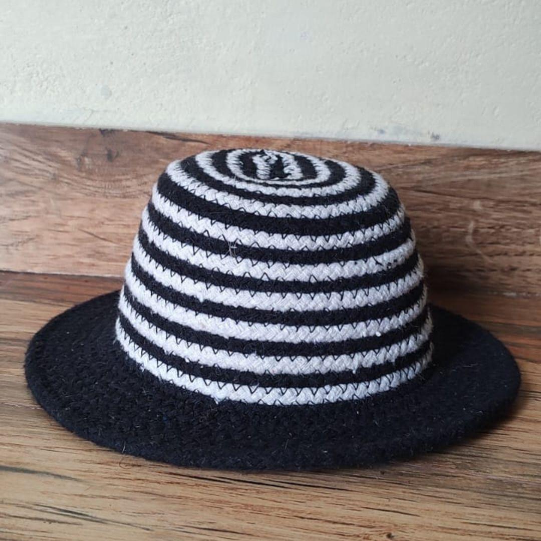 White and Black Stripes Jute Hat for men and women