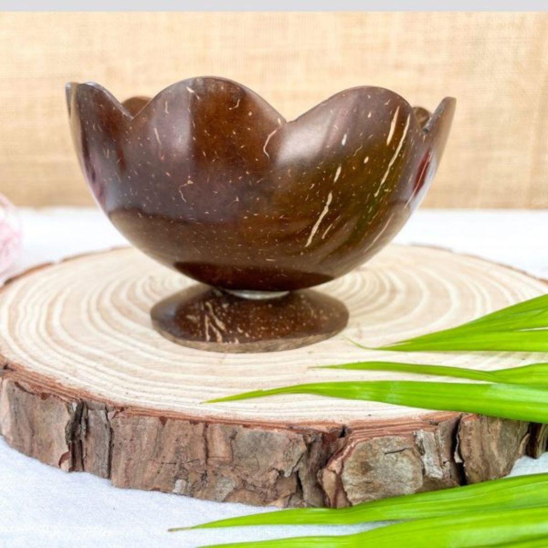Coconut Flower Bowl with stand set of 2