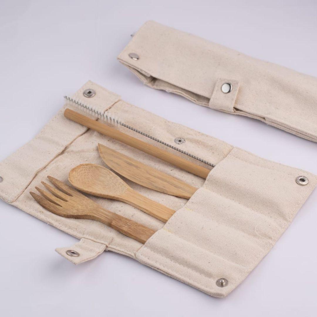 Bamboo Travel Cutlery Tiffin Kit